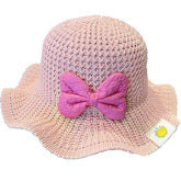 Yanmucy Toddler Girl Straw Hat Baby Sun Hat with Bow Foldable Infant Summer Beach Protection Hat Wide Brim Cap for 1-4 Years Pink